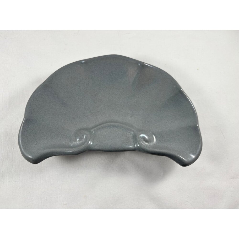 Gray Fan or Shell Shaped Ceramic over Cast Iron Soaph Dish
